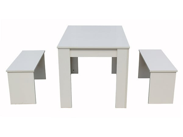 HABITAT ET JARDIN - Table avec 2 bancs "Tino" - 110 x 74 x 70 cm - Blanc - large