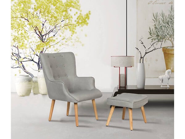 HABITAT ET JARDIN - Fauteuil style scandinave en tissu "Odense" - 1 place - Gris clair - large