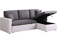 HABITAT ET JARDIN - Canapé d'angle convertible/ réversible avec coffre "Alain" - 221 x 145 x 85 cm - 3 places - Gris / Blanc - vignette