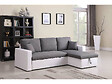 HABITAT ET JARDIN - Canapé d'angle convertible/ réversible avec coffre "Alain" - 221 x 145 x 85 cm - 3 places - Gris / Blanc - vignette