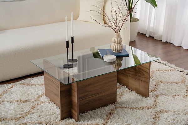 HABITAT ET JARDIN - Table basse en bois "Vetrino" - 105 x 65 x 40 cm - Noyer - large