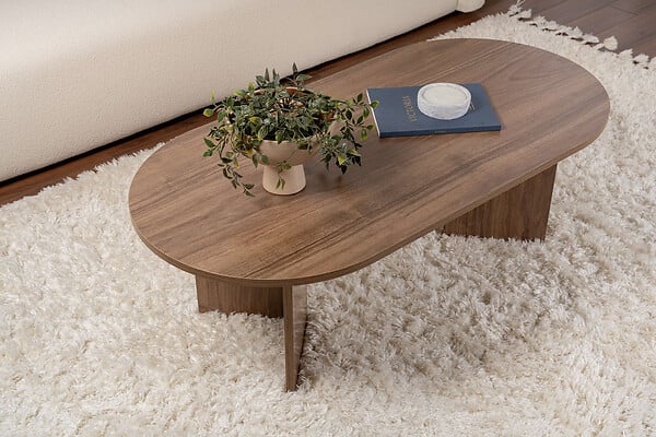 HABITAT ET JARDIN - Table basse en bois "Sable" - 60 x 119 x 40 cm - Noyer - large
