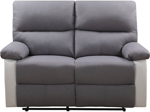HABITAT ET JARDIN - Canapé relax "Lincoln" - 147 x 89 x 103 cm - 2 places - Blanc / gris clair - large