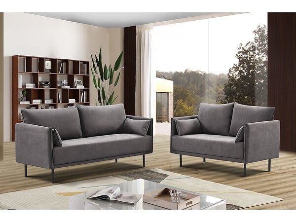 HABITAT ET JARDIN - Canapé fixe tissu "Rudy" - 180.5 x 78 x 52 cm - 3 places - Gris foncé - large