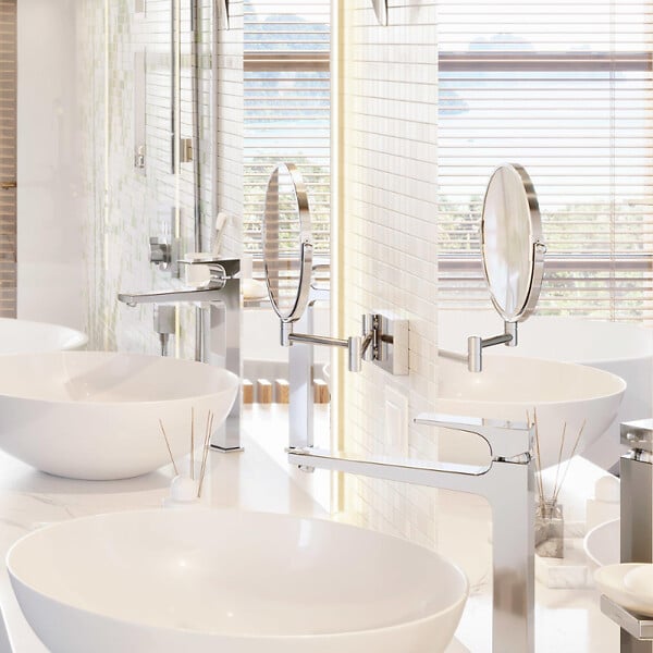 HANSGROHE - Hansgrohe AddStoris Miroir cosmétique mural avec éclairage LED, Chrome (41790000) - large