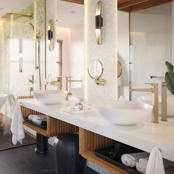 HANSGROHE - Hansgrohe AddStoris Miroir cosmétique mural avec éclairage LED, Bronze brossé (41790140) - large