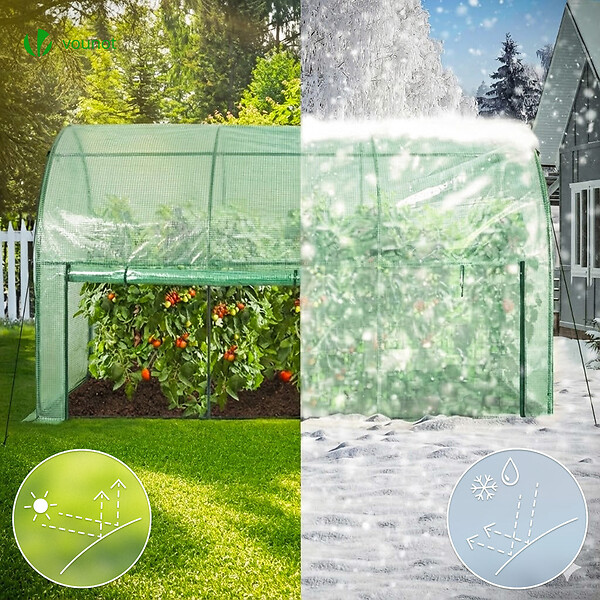 VOUNOT - Serre de jardin hivernage murale adossee avec bache PE 300x100x180cm vert - large