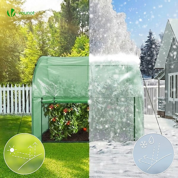 VOUNOT - Serre de jardin hivernage murale adossee avec bache PE 200x100x180cm vert - large