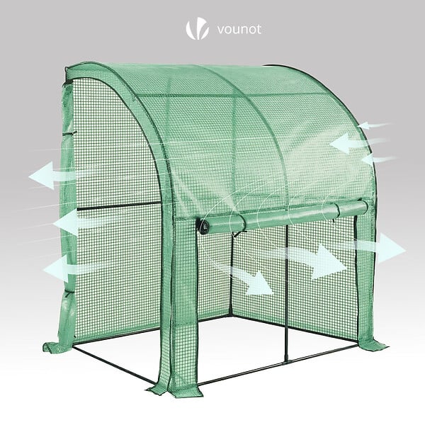 VOUNOT - Serre de jardin hivernage murale adossee avec bache PE 200x100x180cm vert - large