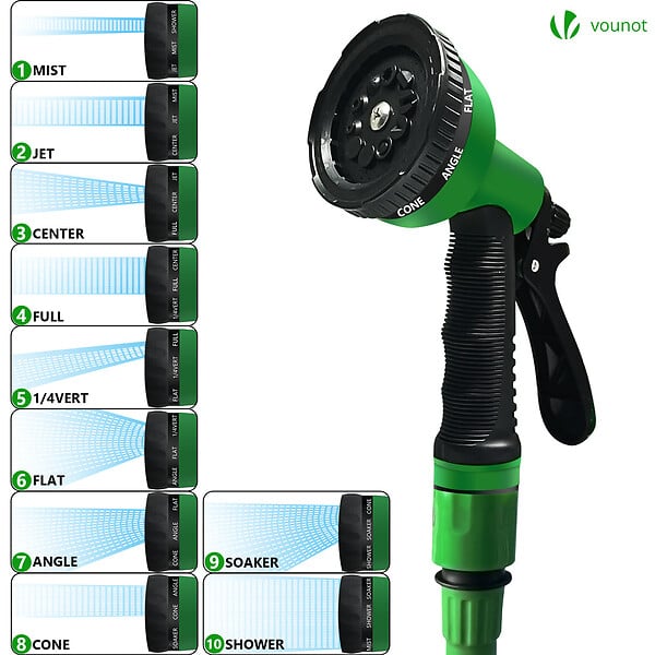 VOUNOT - Tuyau d’Arrosage Extensible 30m avec Accessoires vert - large