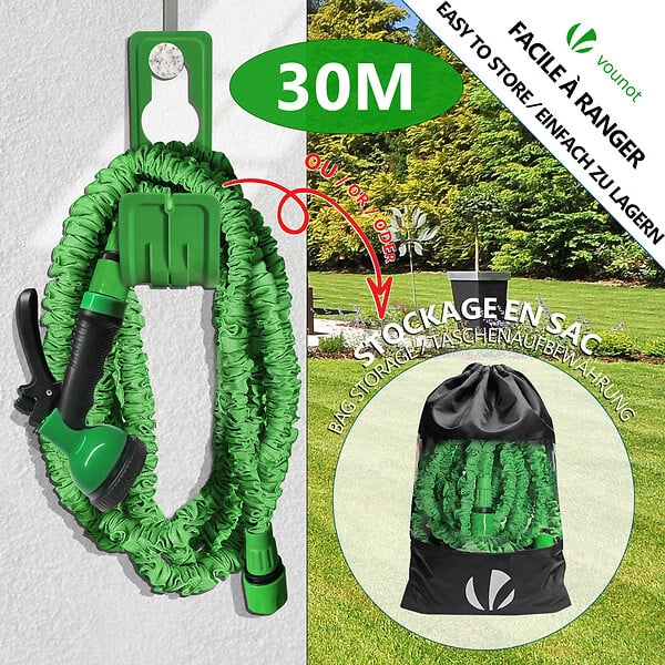 VOUNOT - Tuyau d’Arrosage Extensible 30m avec Accessoires vert - large