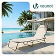 VOUNOT - Chaise longue pliante avec pare soleil beige - vignette