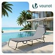 VOUNOT - Chaise longue pliante avec pare soleil gris - vignette
