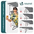VOUNOT - Chaise longue pliante avec pare soleil gris - vignette