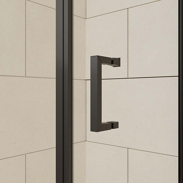 AURLANE - Porte de douche + Retour 120x90x200 cm - Verre 6 mm - Profilé Noir - CRUSH - large