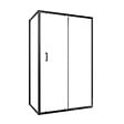 AURLANE - Porte de douche + Retour 120x90x200 cm - Verre 6 mm - Profilé Noir - CRUSH - vignette