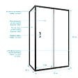 AURLANE - Porte de douche + Retour 120x90x200 cm - Verre 6 mm - Profilé Noir - CRUSH - vignette