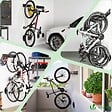 VOUNOT - Support mural rangement pour 4 velos et 2 casques rails et crochets metal noir - vignette