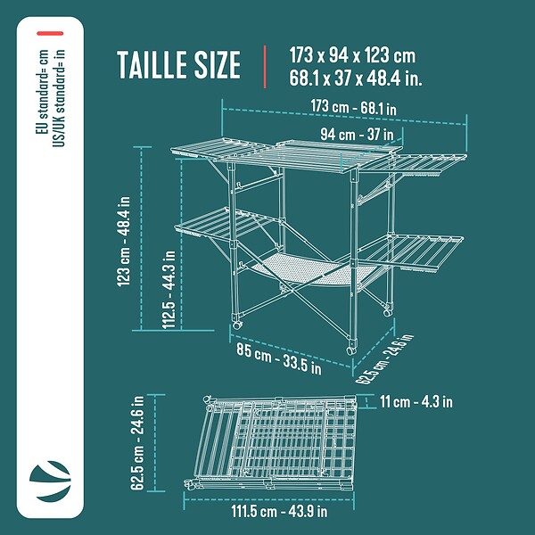 VOUNOT - Etendoir a linge deluxe pliable grande capacite 173x94x123cm style bois blanc - large