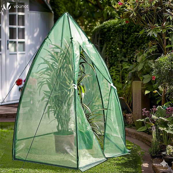 VOUNOT - Serre de jardin hivernage dome avec bache PE 160x160x180cm Vert - large