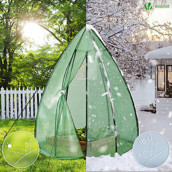 VOUNOT - Serre de jardin hivernage dome avec bache PE 160x160x180cm Vert - large