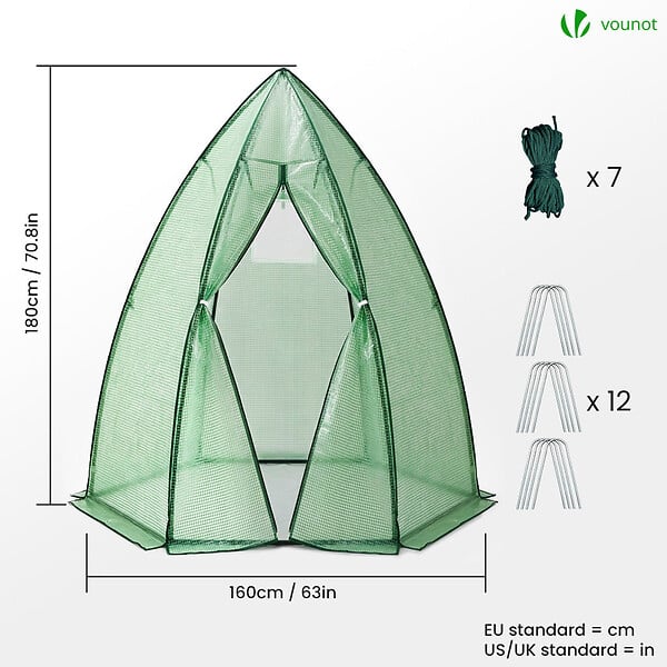 VOUNOT - Serre de jardin hivernage dome avec bache PE 160x160x180cm Vert - large