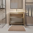 AURLANE - Meuble de salle de bains 80cm 2 Portes_Chêne Naturel + Vasque céramique blanche - TIMBER 80 - vignette