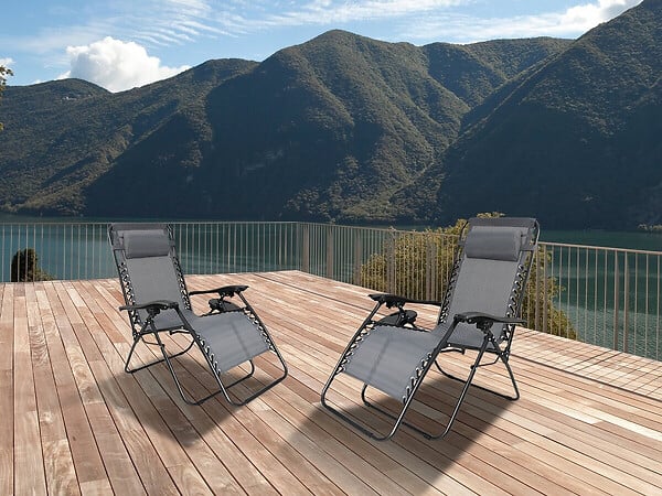 HABITAT ET JARDIN - Lot de 2 fauteuils de jardin inclinable zéro gravité "Sintra" - Gris - large