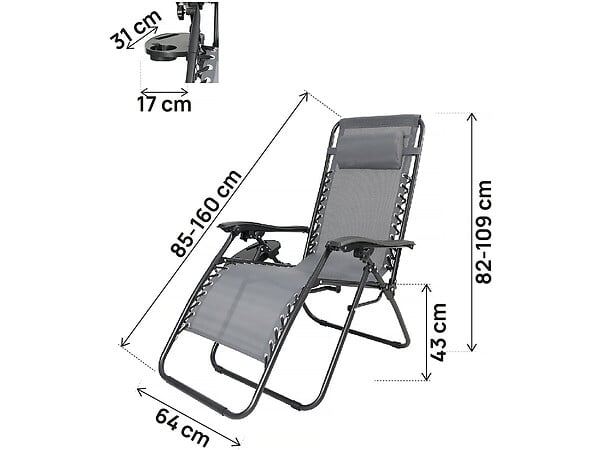 HABITAT ET JARDIN - Lot de 2 fauteuils de jardin inclinable zéro gravité "Sintra" - Gris - large