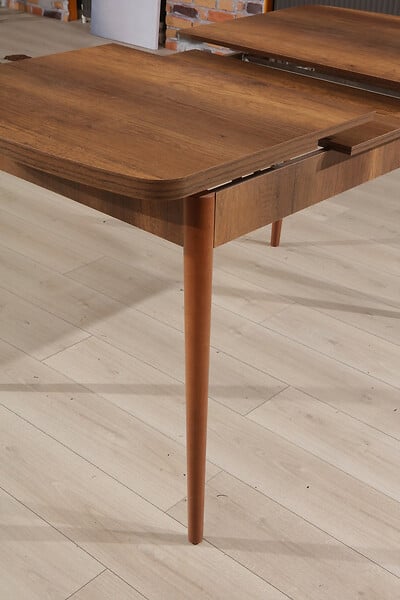 HABITAT ET JARDIN - Table à Manger Extensible en bois "Barok" - 78 x 132 x 80 cm - Noyer - large