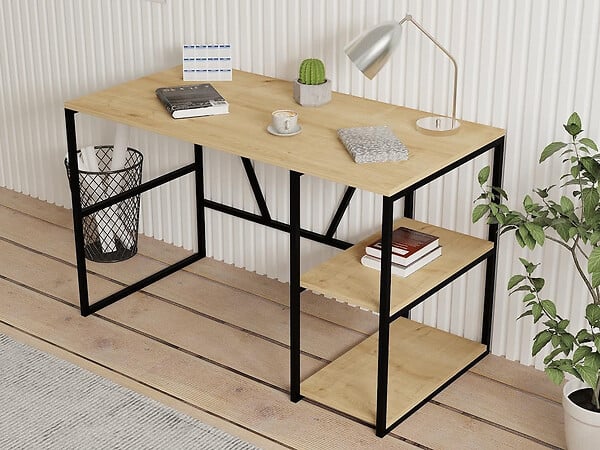 HABITAT ET JARDIN - Bureau en bois "Caste" - 120 x 60 x 74 cm - Beige - large