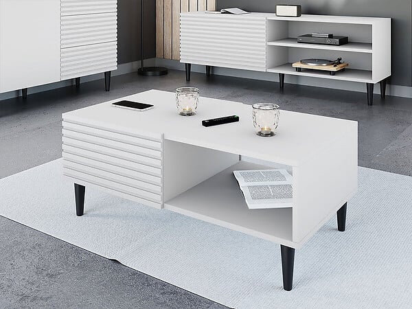 HABITAT ET JARDIN - Table basse "Nakomo " - 100 x 41 x 52 cm - Blanc - large
