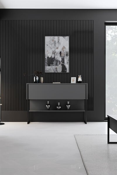 HABITAT ET JARDIN - Commode en bois "Luxe" - 120 x 30 x 80 cm - NoirAnthracite - large