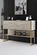 HABITAT ET JARDIN - Console en bois "Luxe" - 120 x 30 x 80 cm - Travertin Or - vignette