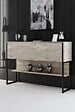 HABITAT ET JARDIN - Console en bois "Luxe" - 120 x 30 x 80 cm - Travertin Noir - vignette