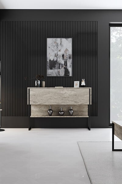 HABITAT ET JARDIN - Console en bois "Luxe" - 120 x 30 x 80 cm - Travertin Noir - large