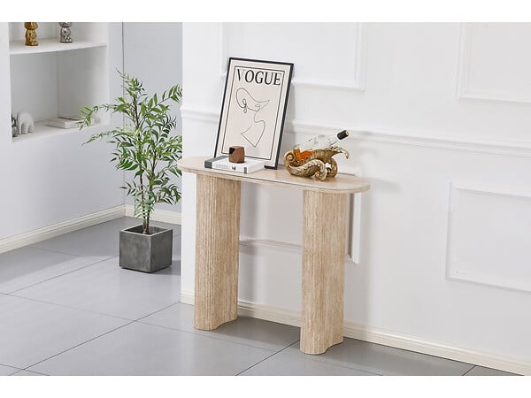 HABITAT ET JARDIN - Table console travertin en céramique "Alba" - 100 x 30 x 80 cm - Marron - large