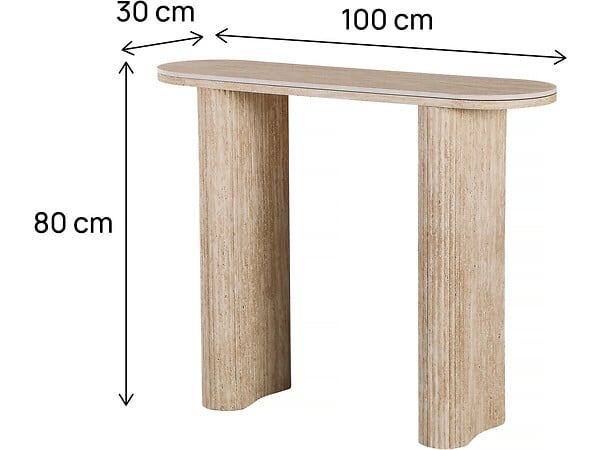 HABITAT ET JARDIN - Table console travertin en céramique "Alba" - 100 x 30 x 80 cm - Marron - large
