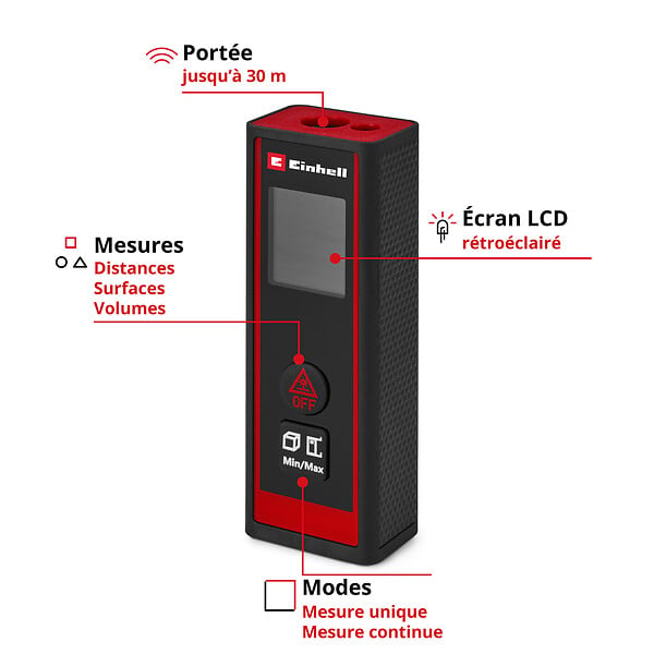 EINHELL - Télémètre laser - TC-LD 30 R - 30 m - large