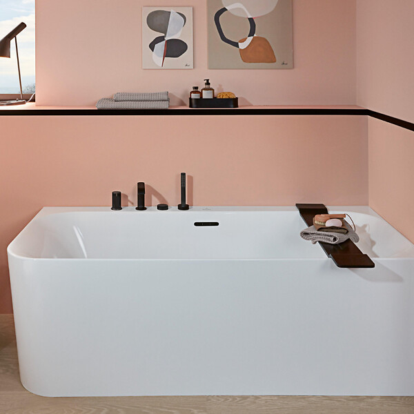 VILLEROY ET BOCH - Villeroy & Boch Loop & Friends Baignoire murale pour installation en angle à droite SQUARE 1800 x 800 mm Blanc - large