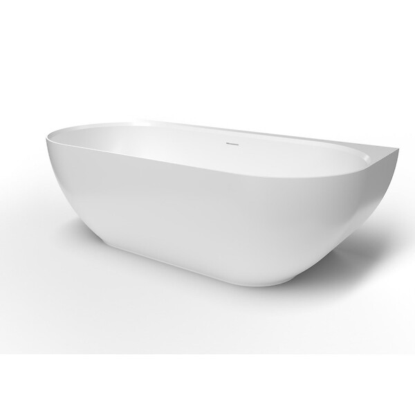 SWISS AQUA TECHNOLOGIES - Swiss Aqua Technologies Lesly 170 x 82 cm Baignoire semi-îlot en marbre coulé, sans pieds, blanc (LE1700) - large