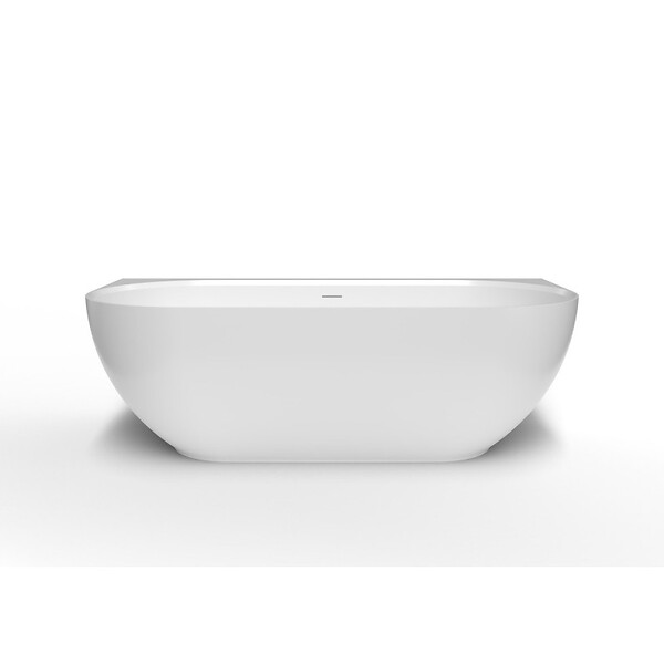 SWISS AQUA TECHNOLOGIES - Swiss Aqua Technologies Lesly 170 x 82 cm Baignoire semi-îlot en marbre coulé, sans pieds, blanc (LE1700) - large
