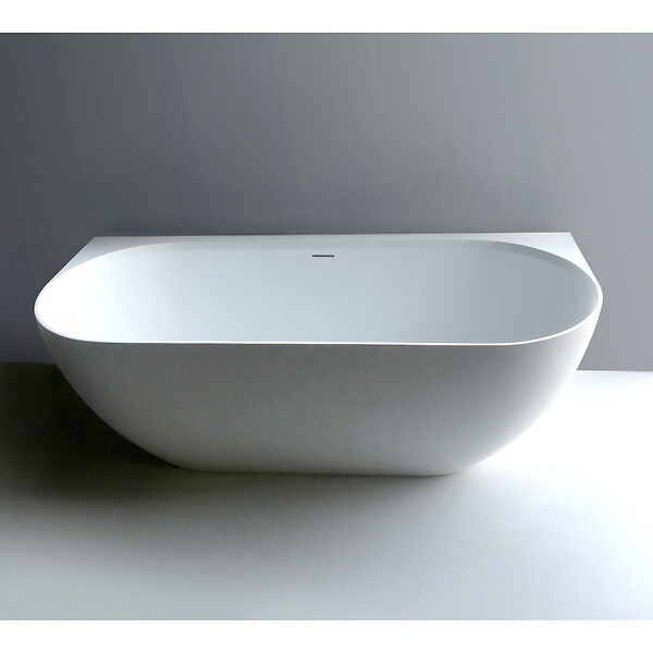 SWISS AQUA TECHNOLOGIES - Swiss Aqua Technologies Lesly 170 x 82 cm Baignoire semi-îlot en marbre coulé, sans pieds, blanc (LE1700) - large