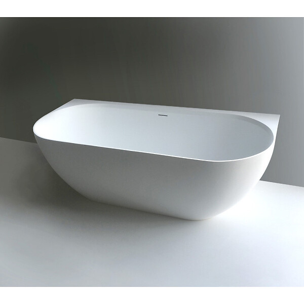 SWISS AQUA TECHNOLOGIES - Swiss Aqua Technologies Lesly 170 x 82 cm Baignoire semi-îlot en marbre coulé, sans pieds, blanc (LE1700) - large