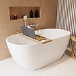 SWISS AQUA TECHNOLOGIES - Swiss Aqua Technologies Aulis 160x74 cm Baignoire îlot en marbre Coulé 293L, sans pieds, blanc (SATAU1600) - vignette