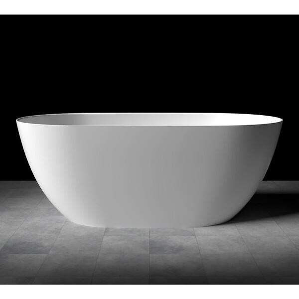SWISS AQUA TECHNOLOGIES - Swiss Aqua Technologies Aulis 160x74 cm Baignoire îlot en marbre Coulé 293L, sans pieds, blanc (SATAU1600) - large