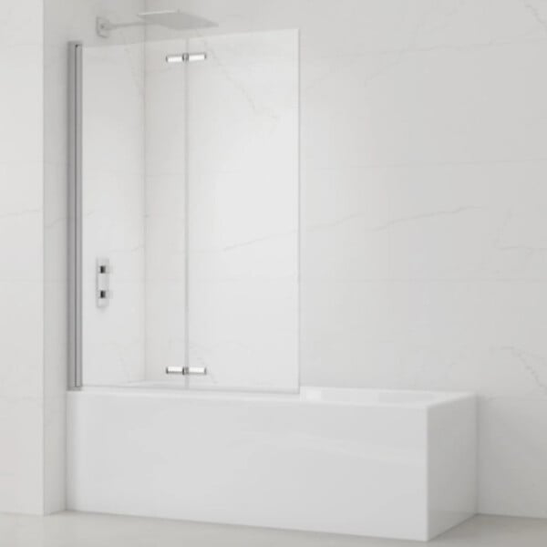 SWISS AQUA TECHNOLOGIES - 150x105 cm SK Pare-baignoire en verre 2 volets pliants, orientation gauche et droite, chrome (SATVZSKNEW105) - large