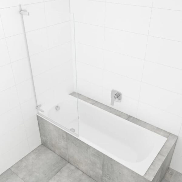 SWISS AQUA TECHNOLOGIES - Swiss Aqua Technologies 150x80 cm TGD NEW Pare-baignoire pivotant en verre, orientation gauche et droite, chrome (SATTGVZO150CRT) - large