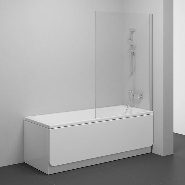 RAVAK - Ravak Pivot Pare-baignoire fixe en verre, 140x80cm, Chrome mat (PVS180TS) - large