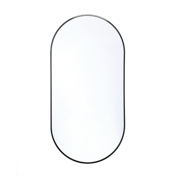 NATUREL - Naturel B-Way 40x80 cm miroir suspendu ovale sans tain, cadre en aluminium, noir (ZBWOV8040C) - large
